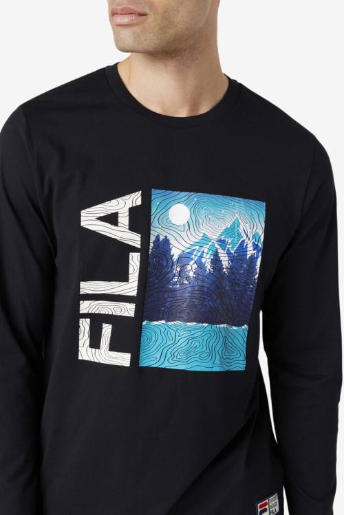 Fila Yenisei Long Sleeve Tee Miesten T Paidat Mustat | Fila917QI