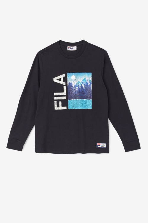 Fila Yenisei Long Sleeve Tee Miesten T Paidat Mustat | Fila917QI