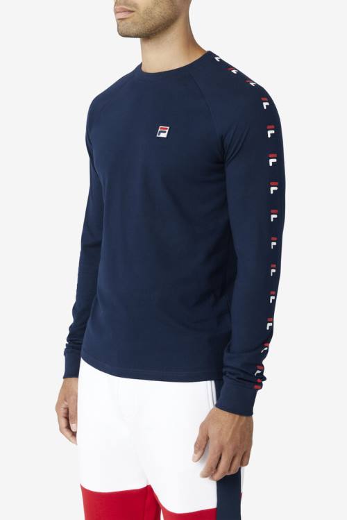 Fila Zubby Long Sleeve Tee Miesten T Paidat Laivastonsininen Punainen Valkoinen | Fila306OQ