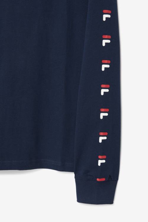 Fila Zubby Long Sleeve Tee Miesten T Paidat Laivastonsininen Punainen Valkoinen | Fila306OQ