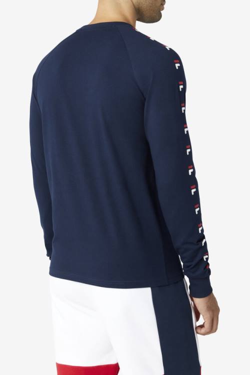 Fila Zubby Long Sleeve Tee Miesten T Paidat Laivastonsininen Punainen Valkoinen | Fila306OQ