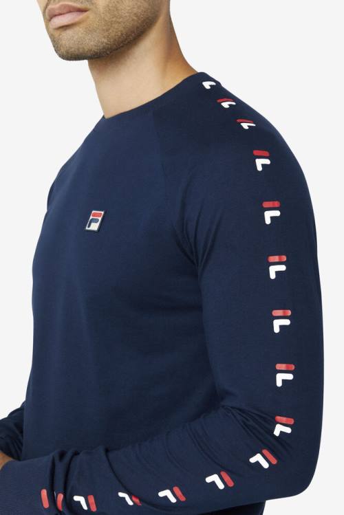 Fila Zubby Long Sleeve Tee Miesten T Paidat Laivastonsininen Punainen Valkoinen | Fila306OQ