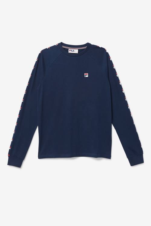 Fila Zubby Long Sleeve Tee Miesten T Paidat Laivastonsininen Punainen Valkoinen | Fila306OQ