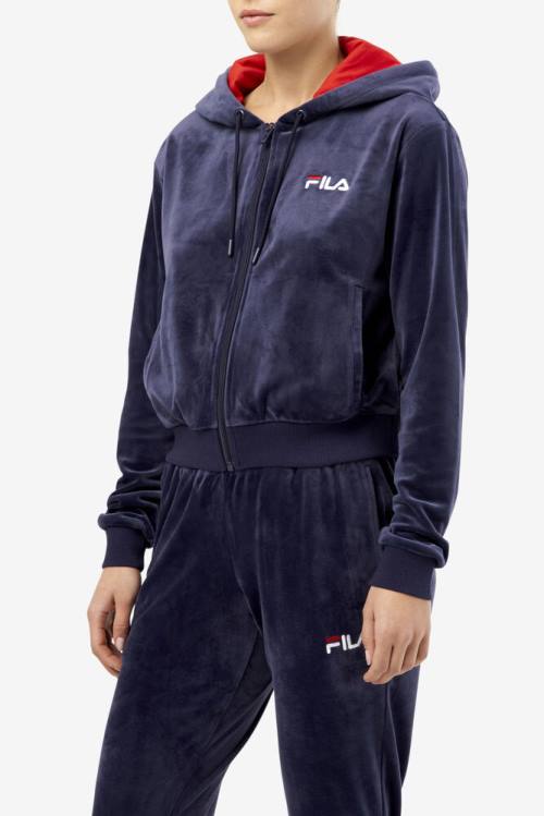 Fila Zura Velour Naisten Takki Laivastonsininen | Fila860KJ